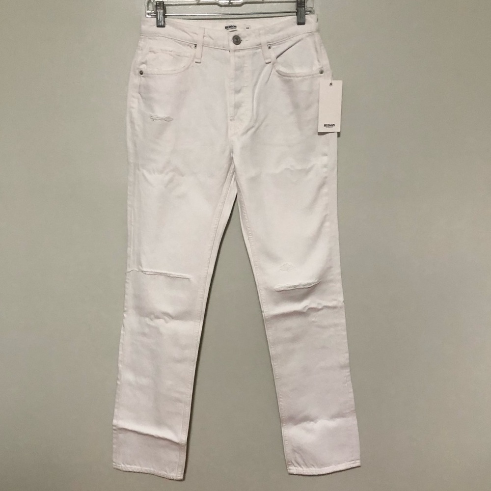 Hudson Thalia 90’s Loose Fit Jeans White Knee Holes Button Fly New 24